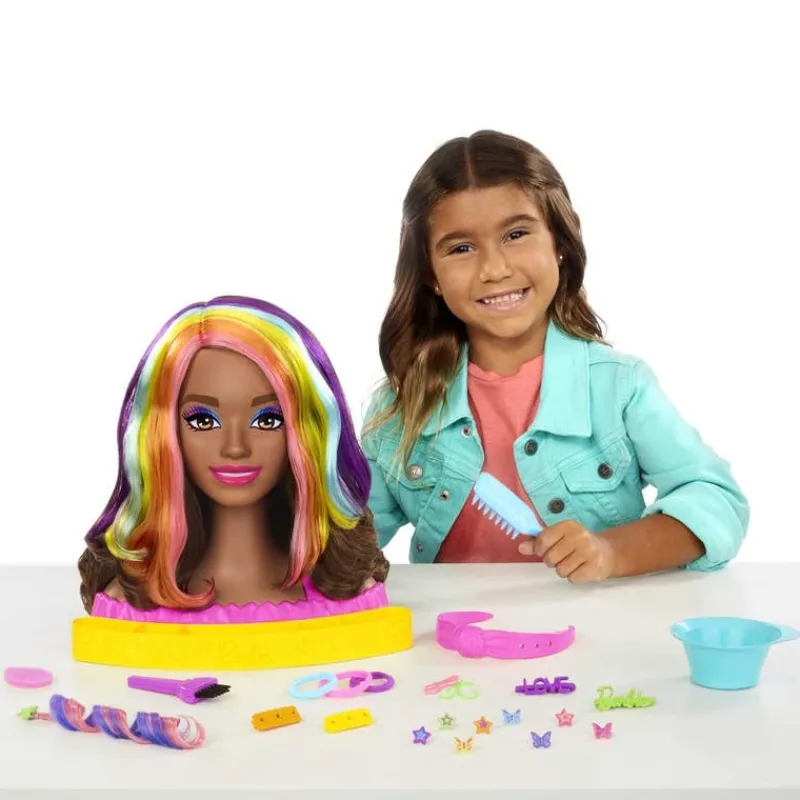 Barbie Castaña Fashion Style Peinados Arcoíris Neón<Mattel Discount