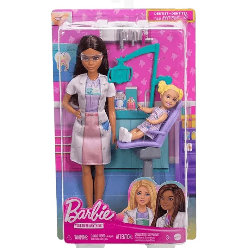 Barbie Profesiones Set Dentista Cabello Castaño con Niña JCR71<Mattel Online