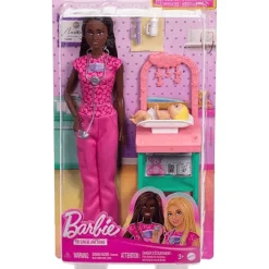 Barbie Profesiones Set Enfermera Cabello Oscuro con Bebé JCR71<Mattel Outlet
