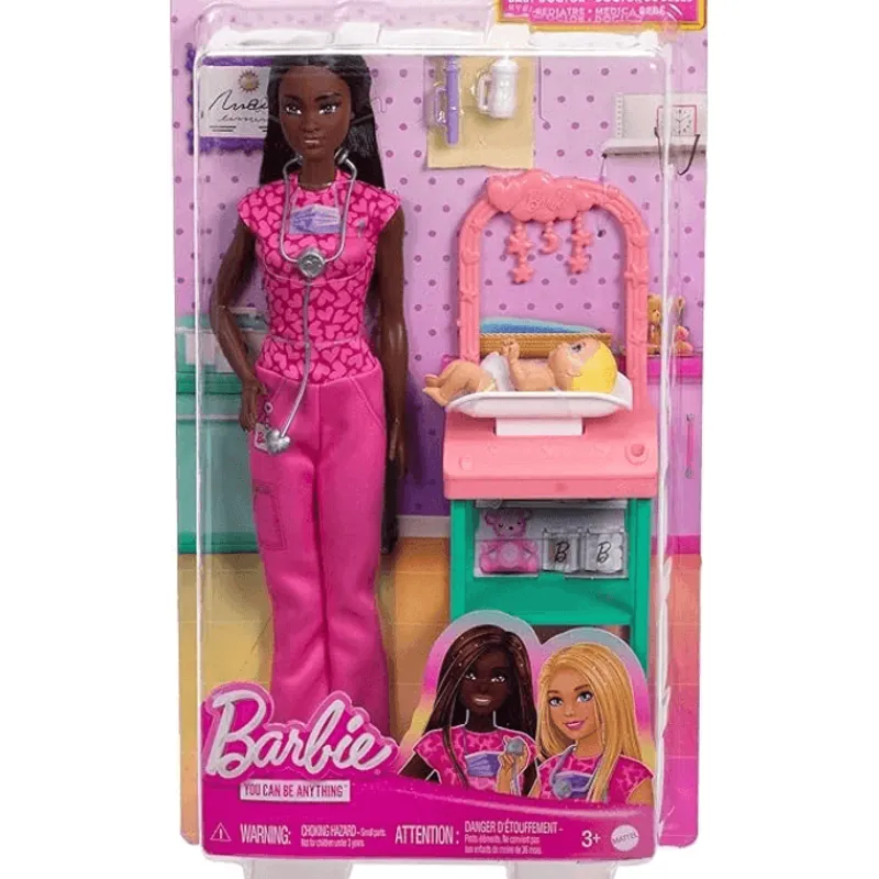 Barbie Profesiones Set Enfermera Cabello Oscuro con Bebé JCR71<Mattel Outlet