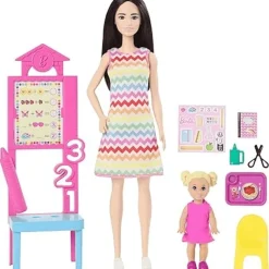 Barbie Profesiones Set Maestra Cabello Negro con Niña JCR71<Mattel Hot