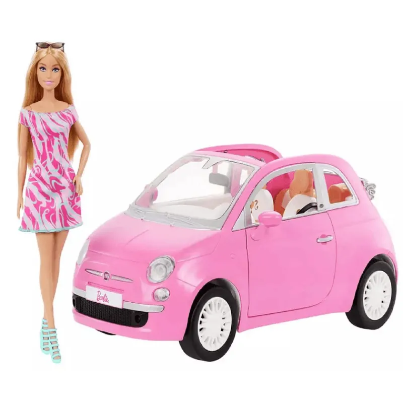Barbie Vehículo para Muñecas Fiat Rosa con Muñeca HRG59<Mattel Best