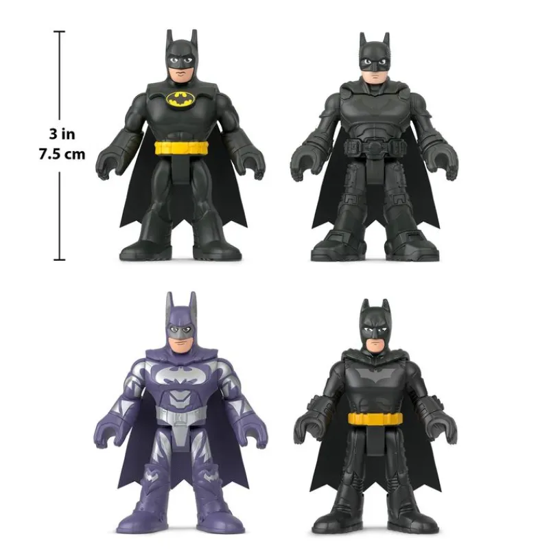 Batman 85 Aniversario Imaginext Pack de 4 Batman: Michael Keaton, George Clooney, Christian Bale y Robert Pattinson<Mattel Fashion