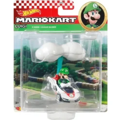 Hot Wheels Mario Kart Vehículo Luigi con Glider<Mattel New