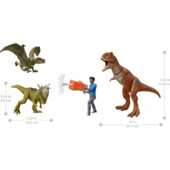 Jurassic World Animado Set de Juego con 3 Dinosaurios y una Figura de Acción de Darius<Mattel New