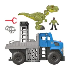 Jurassic World Imaginext Vehículo Transportador de Dinosaurios, Inlcuye Dinosaurio, Figura de acción y Lanzador de Dardos<Mattel Clearance