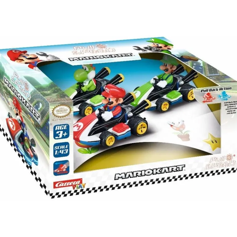 Mario Kart Set de 3 Vehículos de Yoshi, Mario y Luigi<Importacion Juguetron Outlet
