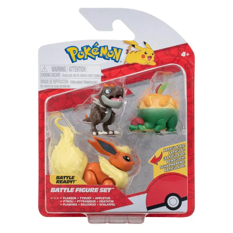 Pokémon 3 Pack Figuras de Batalla Appltun, Tyrunt Y Flareon PKW3507<Jazwares Discount