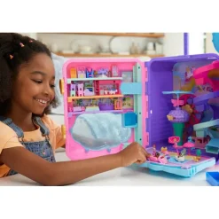 Polly Pocket Maleta con Resort con Alberca, Habitaciones, Helicóptero y más de 30 Accesorios<Mattel New